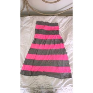 Grey And Pink Strapless Sundress